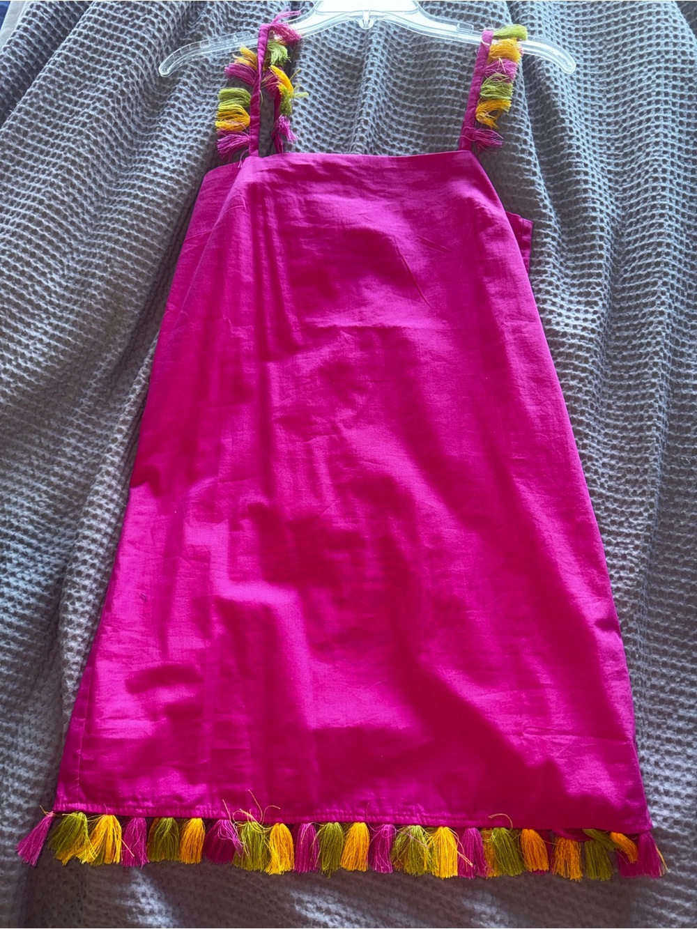 Anthropologie Hot Pink Tassel dress